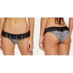 Beach Bunny Crossroads Black Fringe Zig Zag Swim Bikini Bottom XL New W/tags